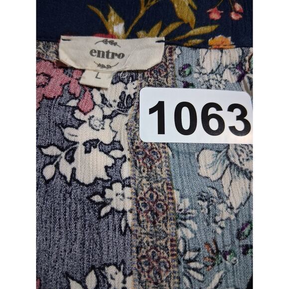 Entro Patchwork Floral Women's size Large Bohemian Cottagecore Bell Sleeve Dress - Picture 7 of 11